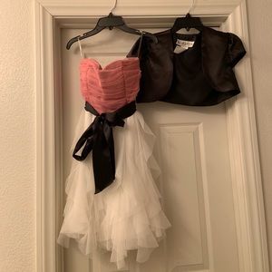 Girls strapless pink and white formal dress